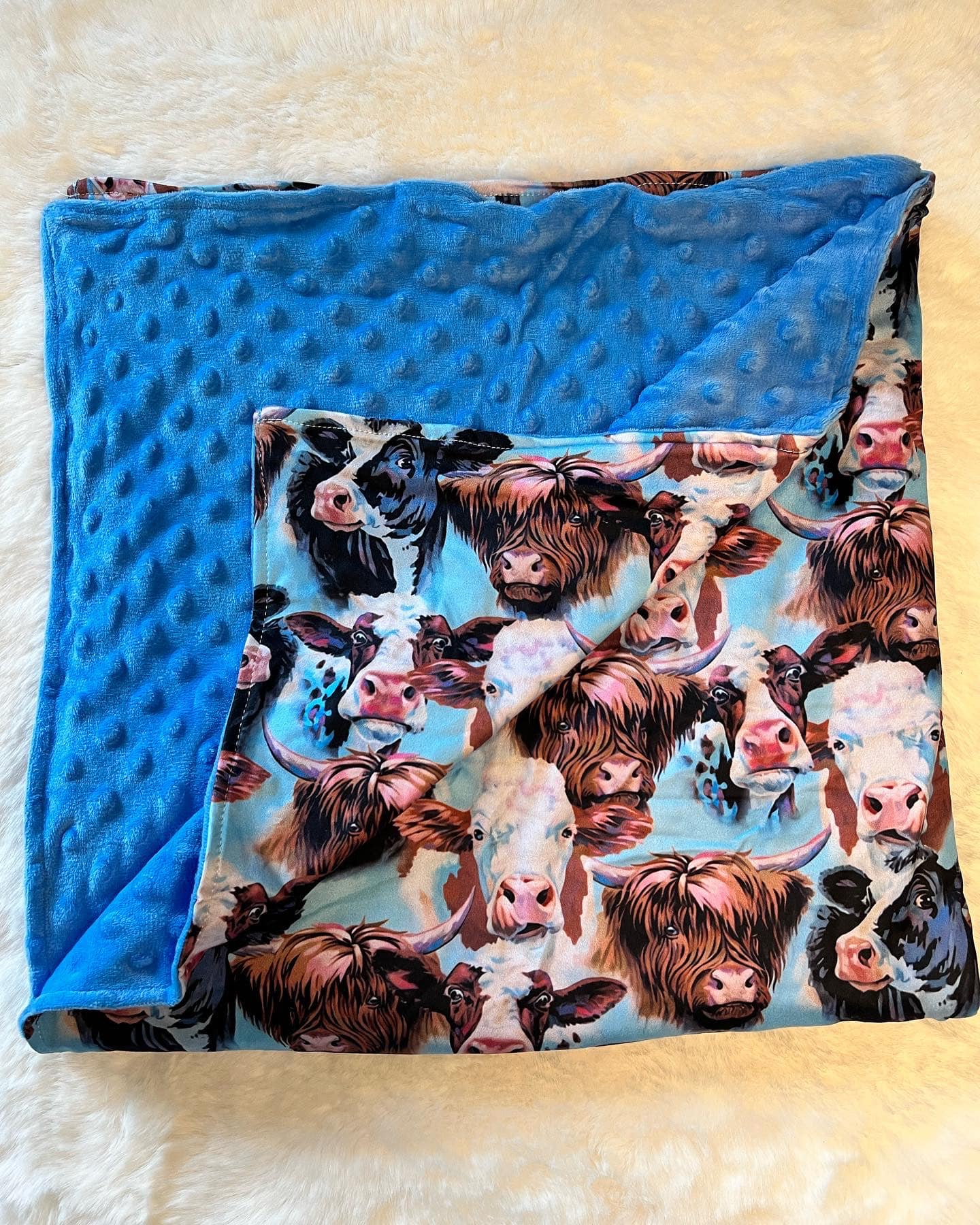 Blue Cow Minky Blanket