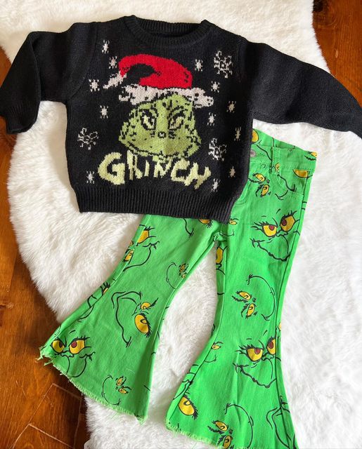 Green Christmas Jeans Flare Girls
