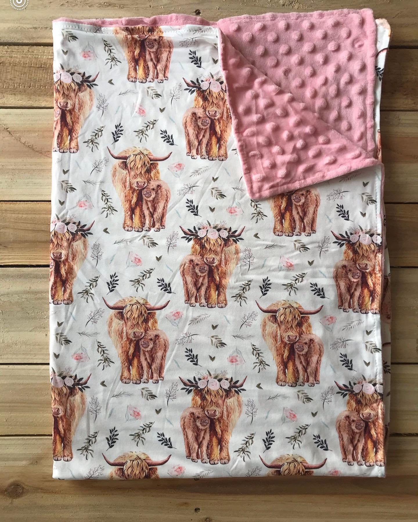 Highland Cow Pink Blanket