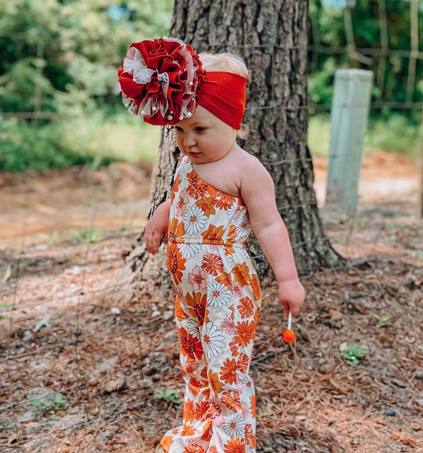 Peach Flower Romper