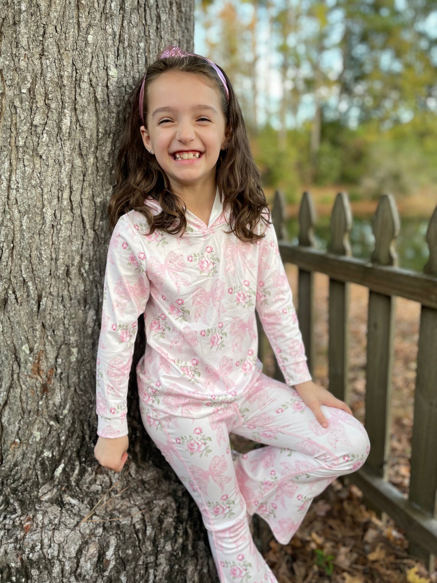 Hoodie Athletic Set with Florals and bows