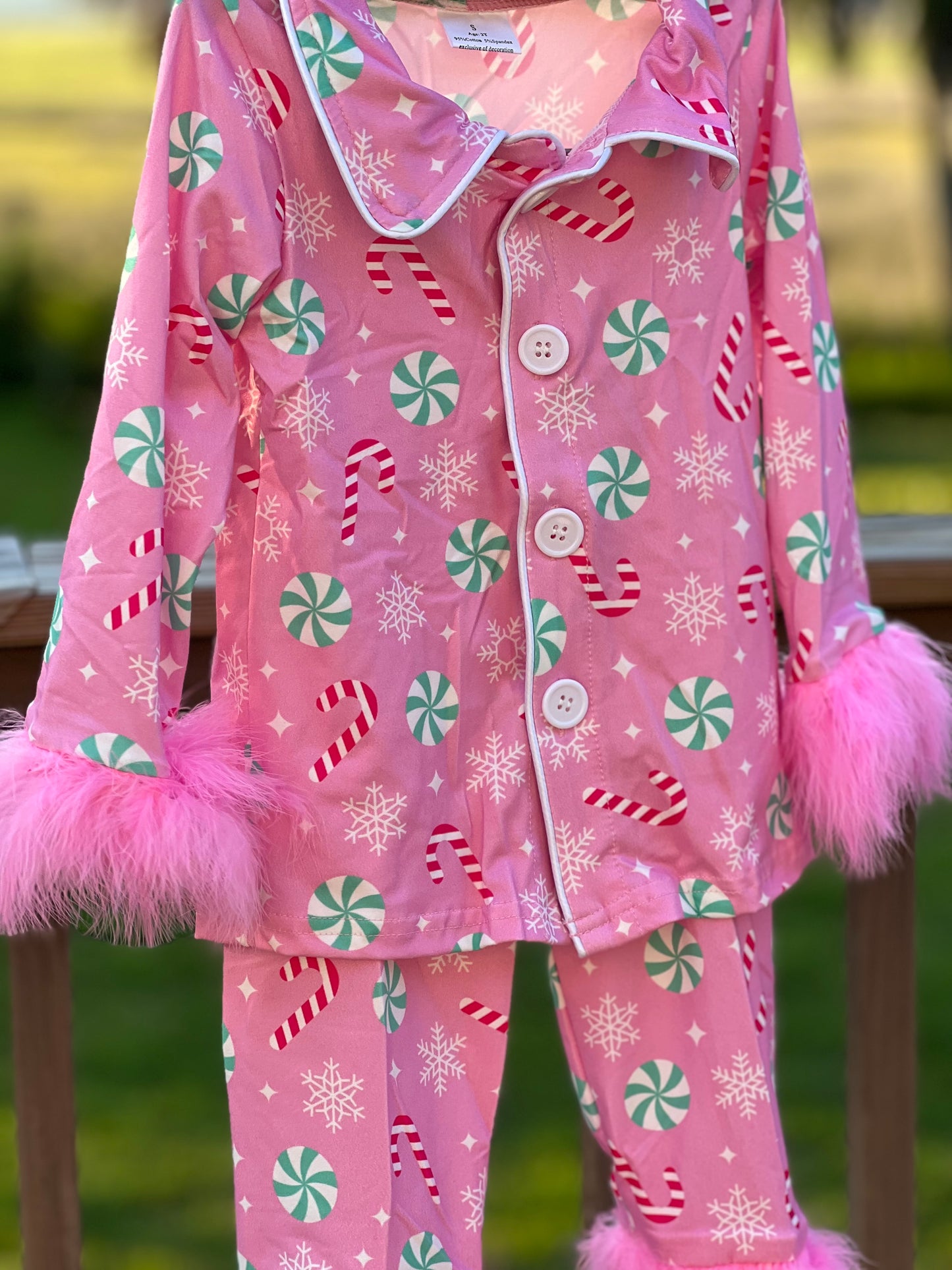 Christmas Candy Fur Trimmed Easy Wear