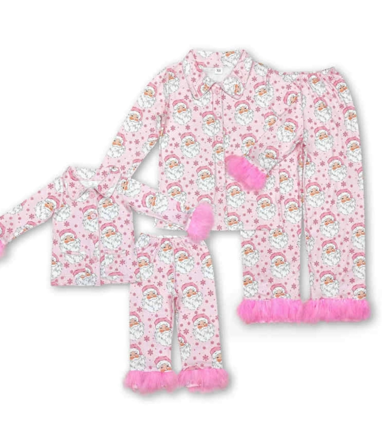 Mom Pastel Pink Santa Holiday Easy Wear