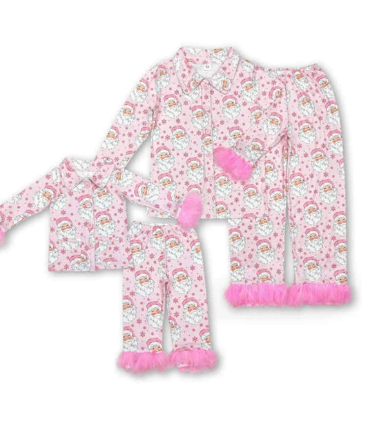 Mom Pastel Pink Santa Holiday Easy Wear