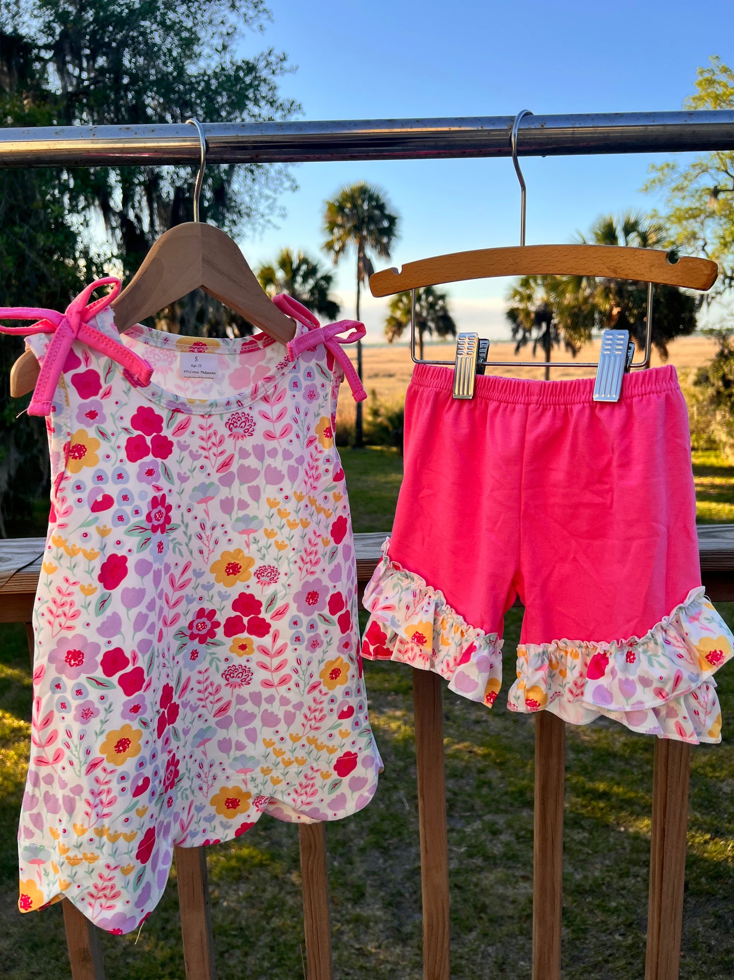 Pansy Floral Vintage Shorts Set