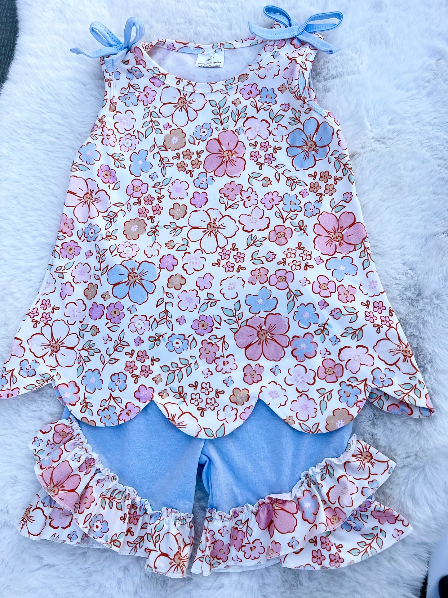 Blue Floral Vintage Tunic Set