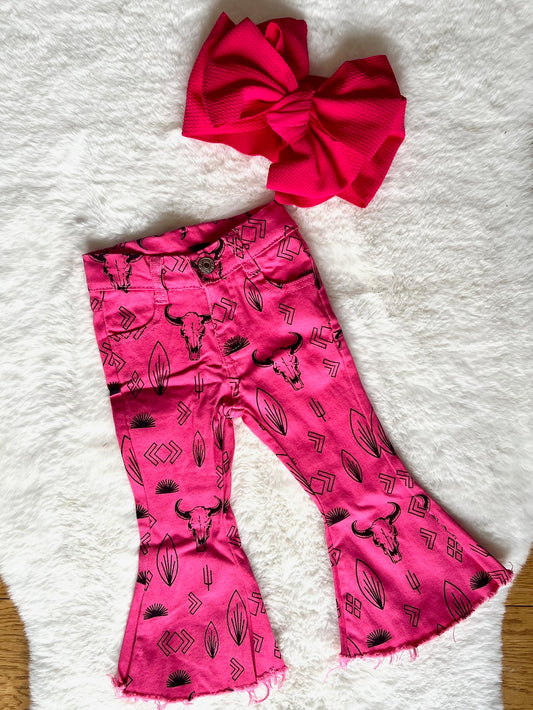 Pink Western Flare Jeans