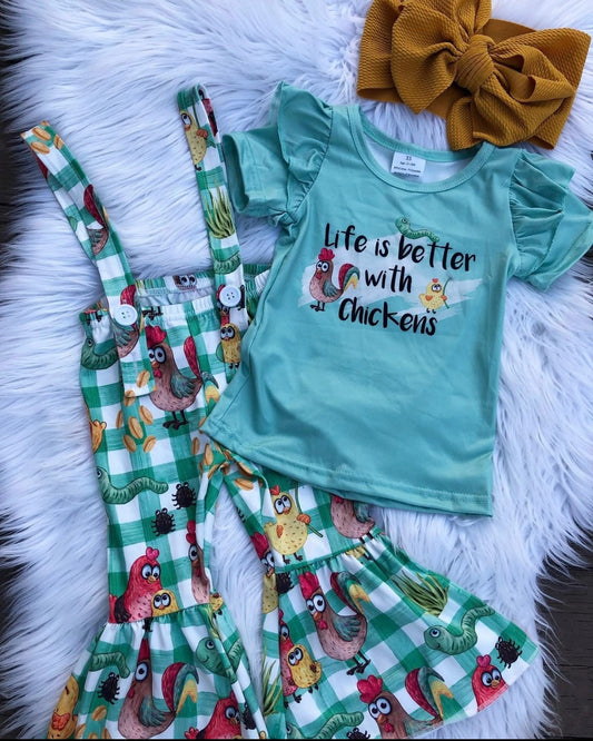 Life is better with Chickens Overall set