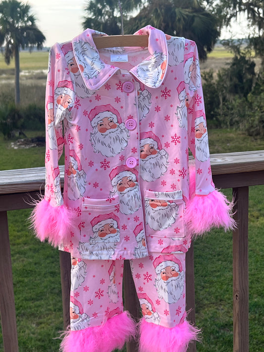 Pastel Pink Santa Fur Trimmed Easy Wear
