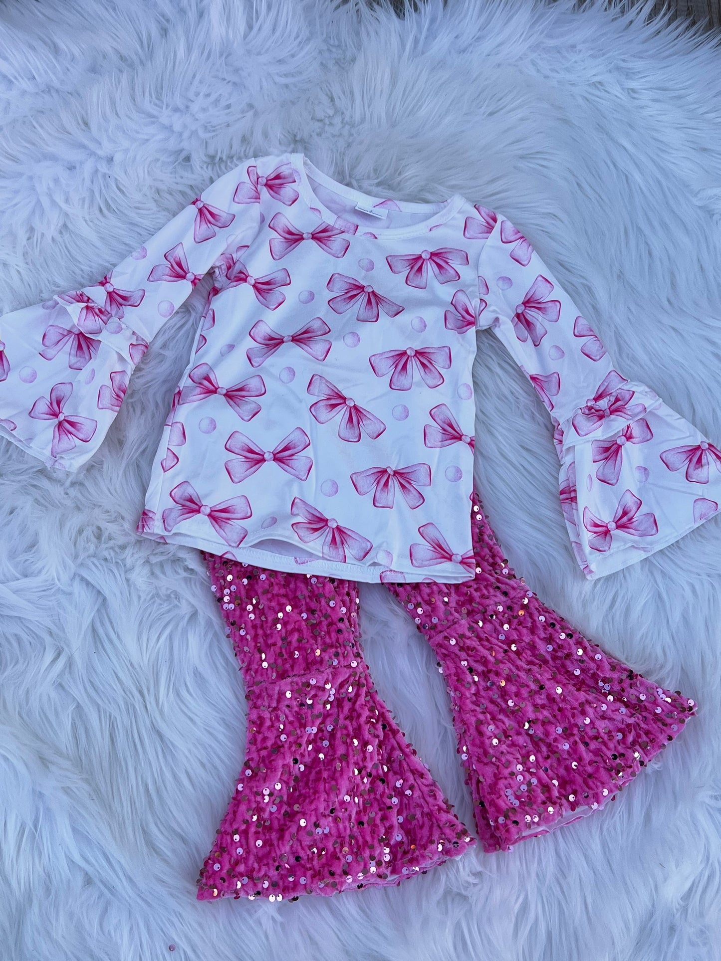 Pink Bow Flare sleeve Shirt