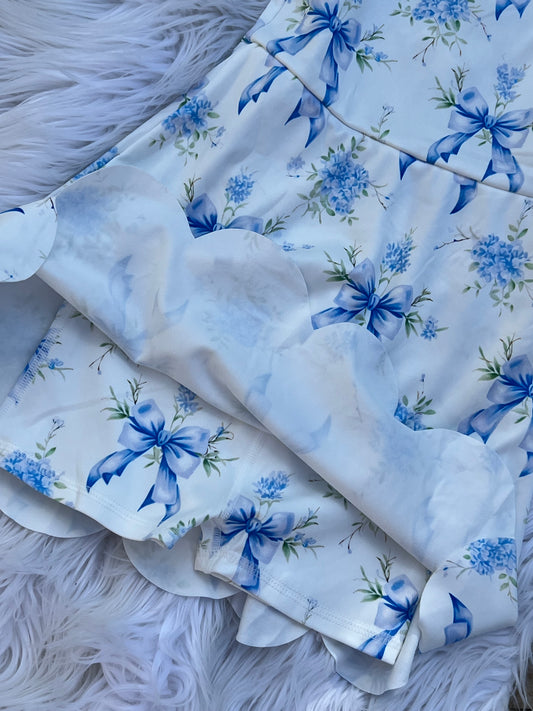 Blue Floral Athletic Dress (1-15 days to ship item)
