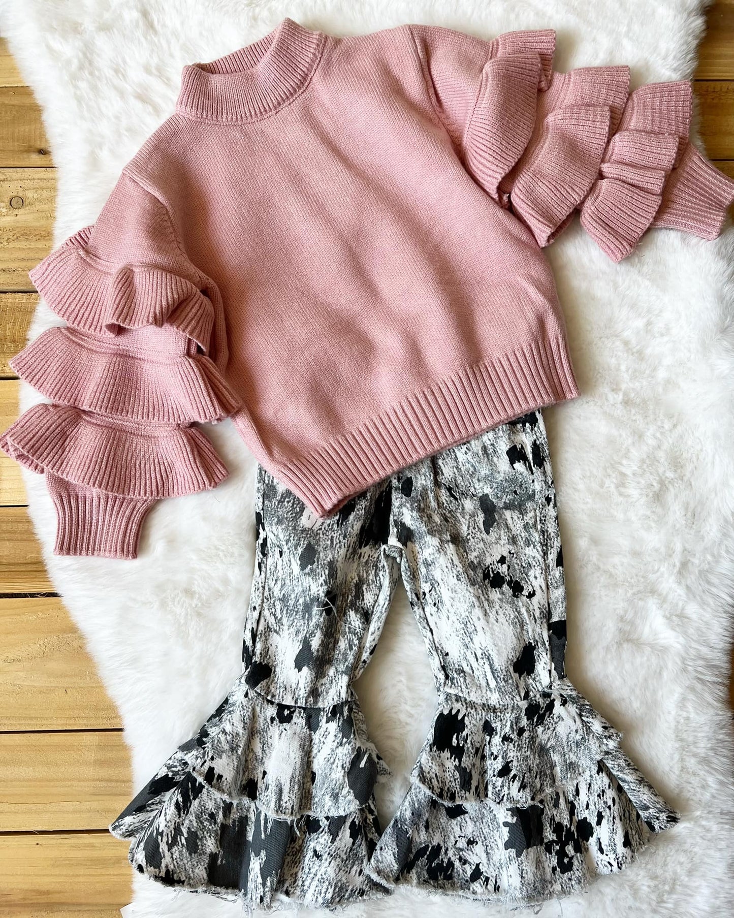 Oil Spill Double ruffle Jeans