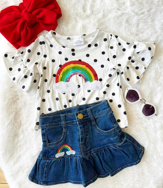 Rainbow Jean Short Set