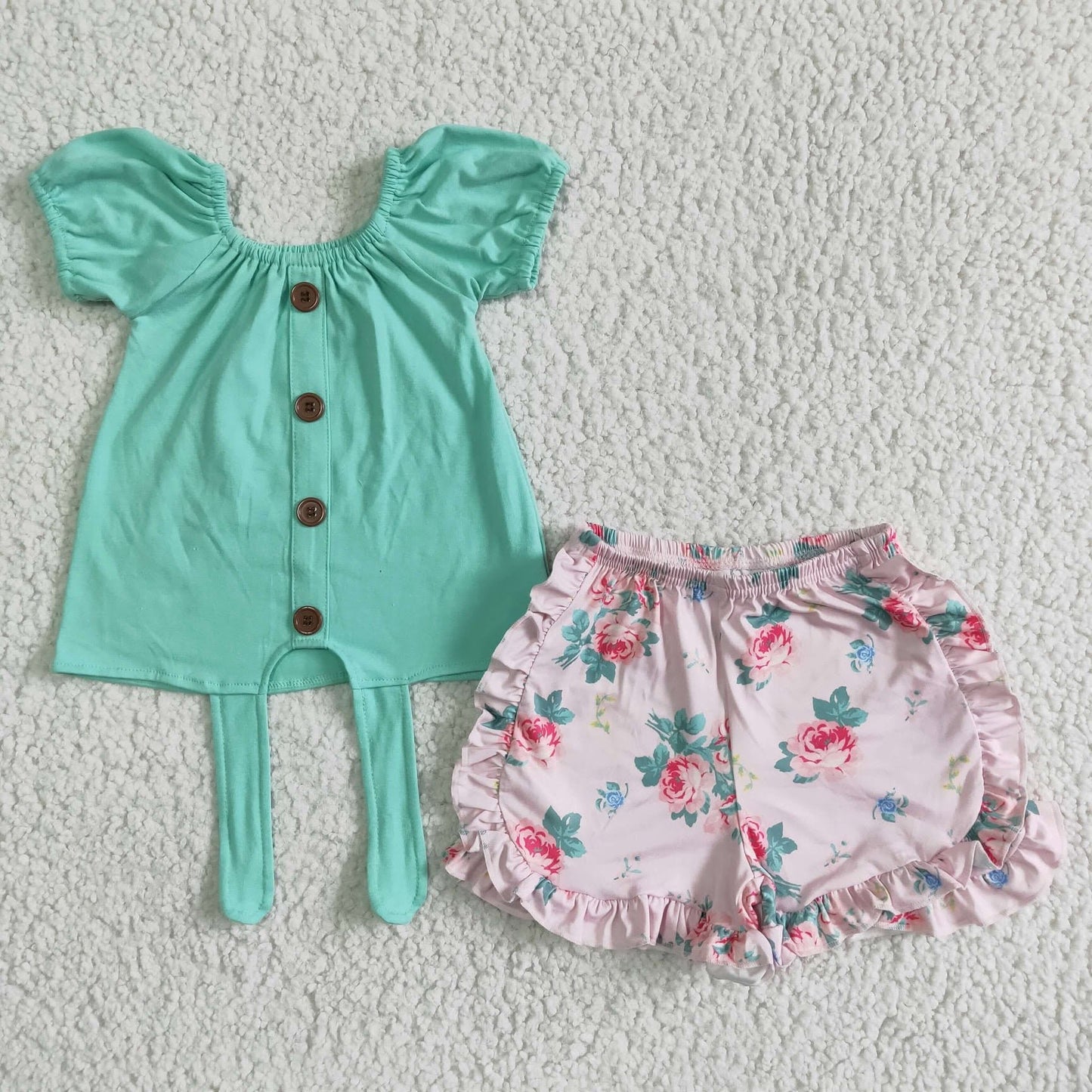 Floral Green shorts set.