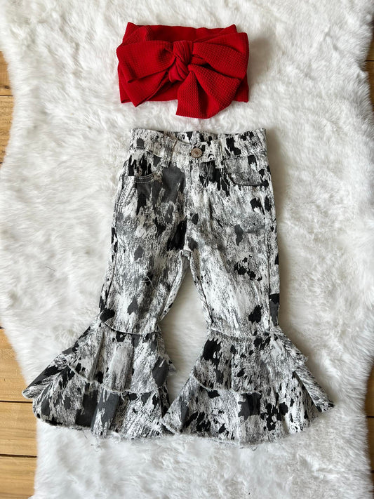 Oil Spill Double ruffle Jeans