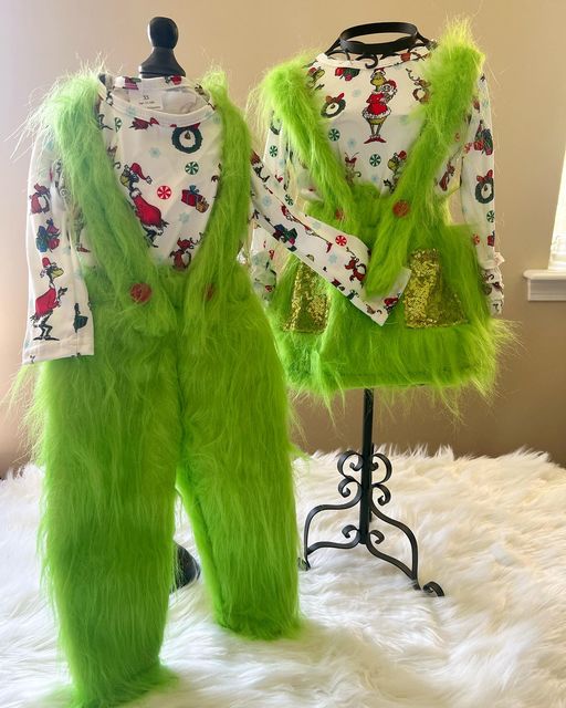 Green Fur long Pants Christmas Outfit