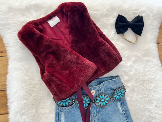 Burgundy Fur Vest