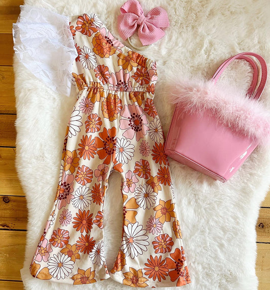 Peach Flower Romper