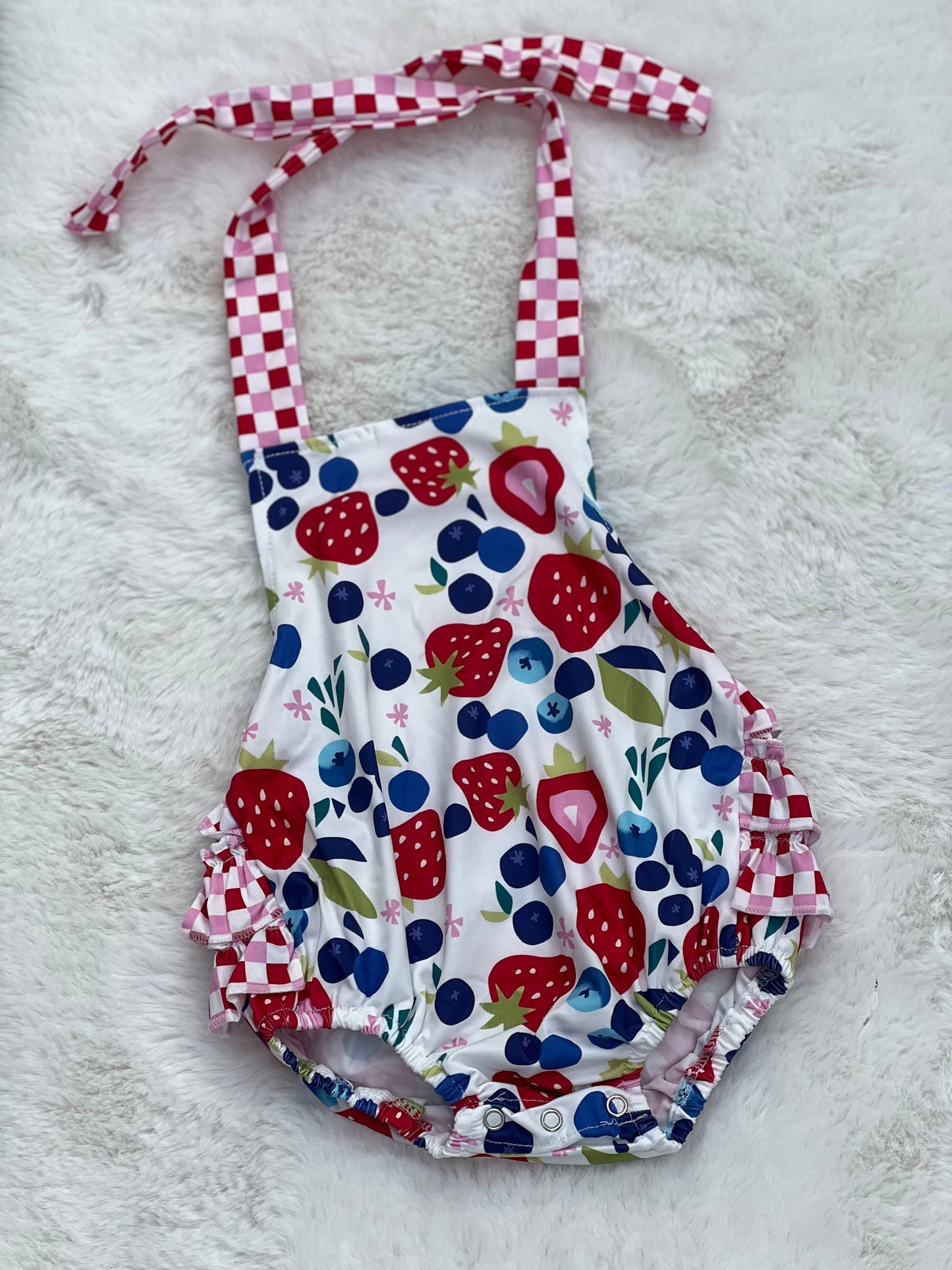 Strawberry Ruffle Floral romper