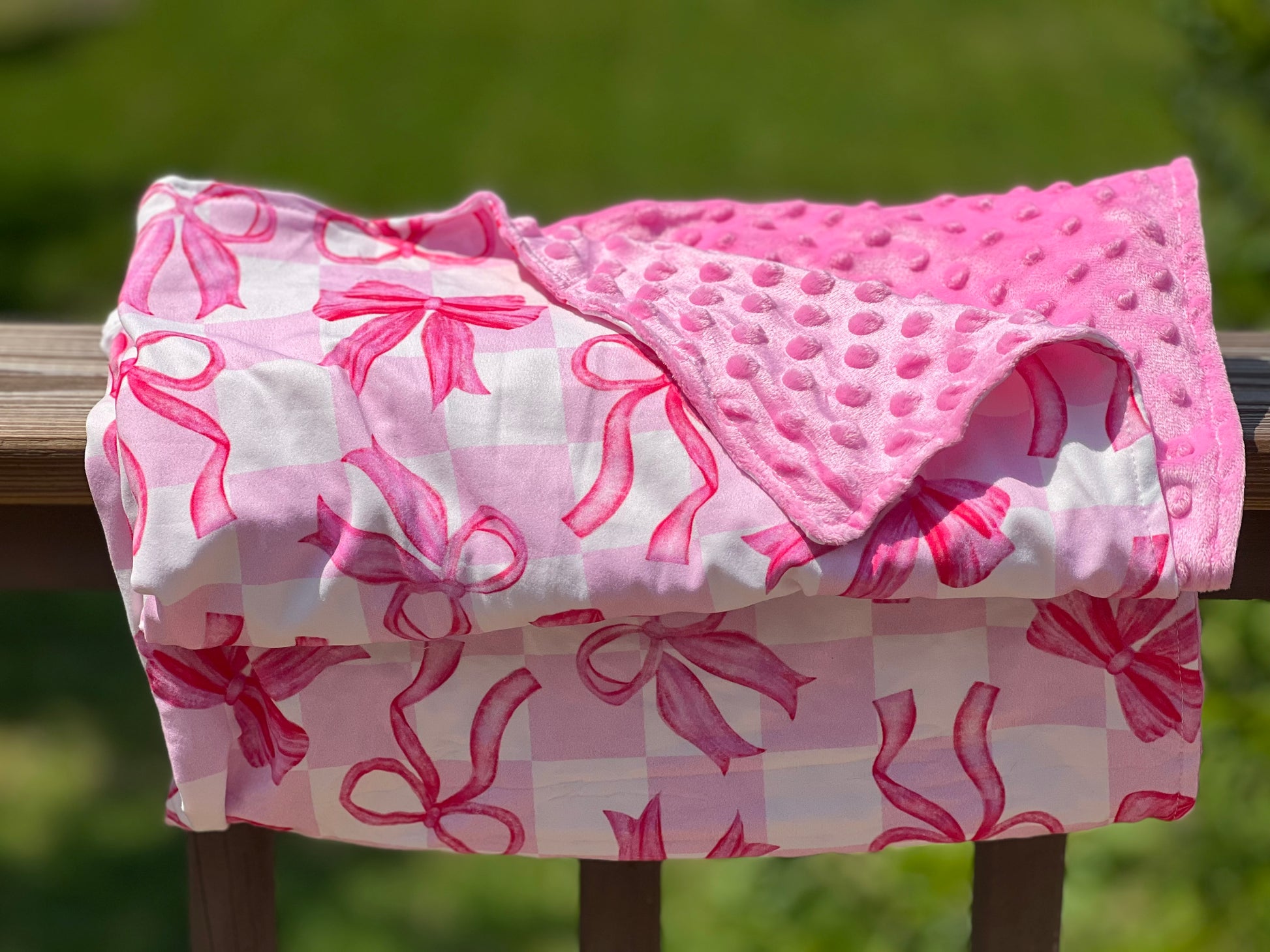 Pink Wide Bows Minky Blanket TWO – Salty Sue