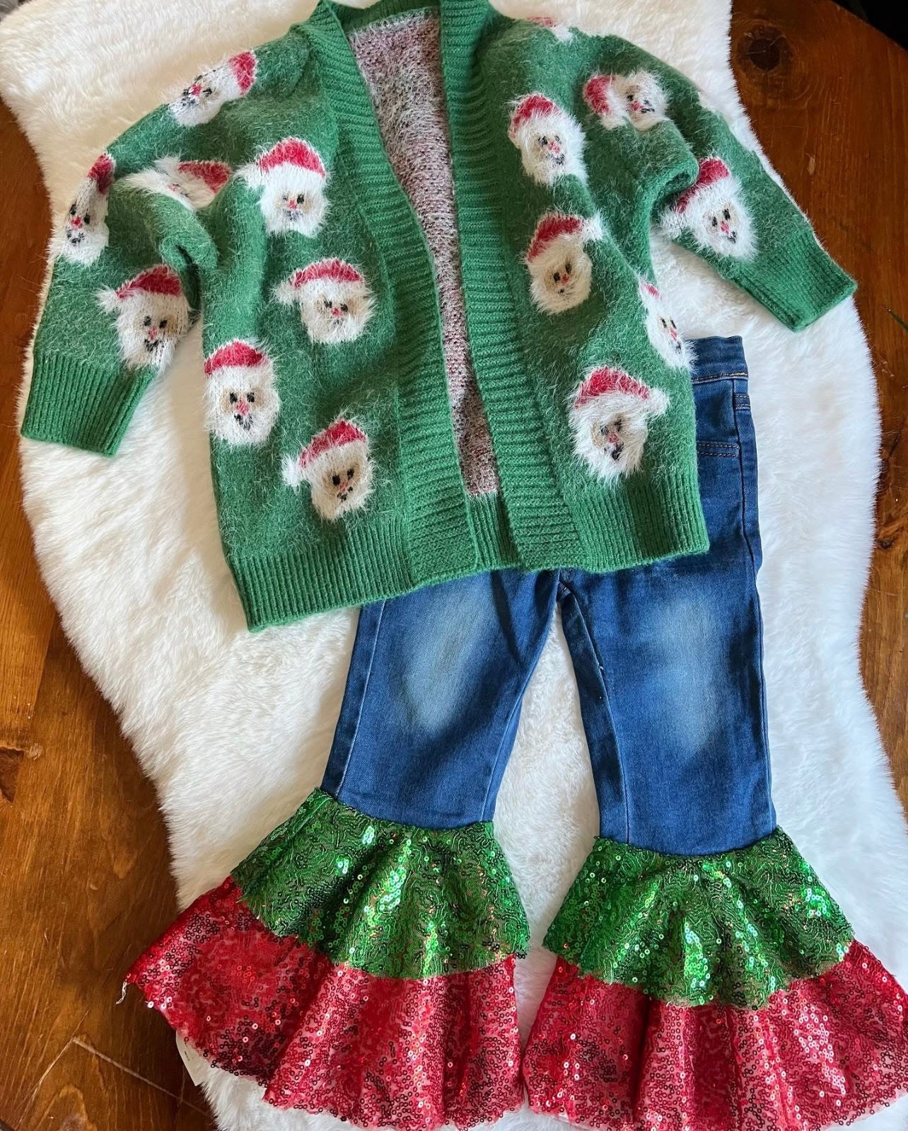 Green Santa Cardigan Sweater