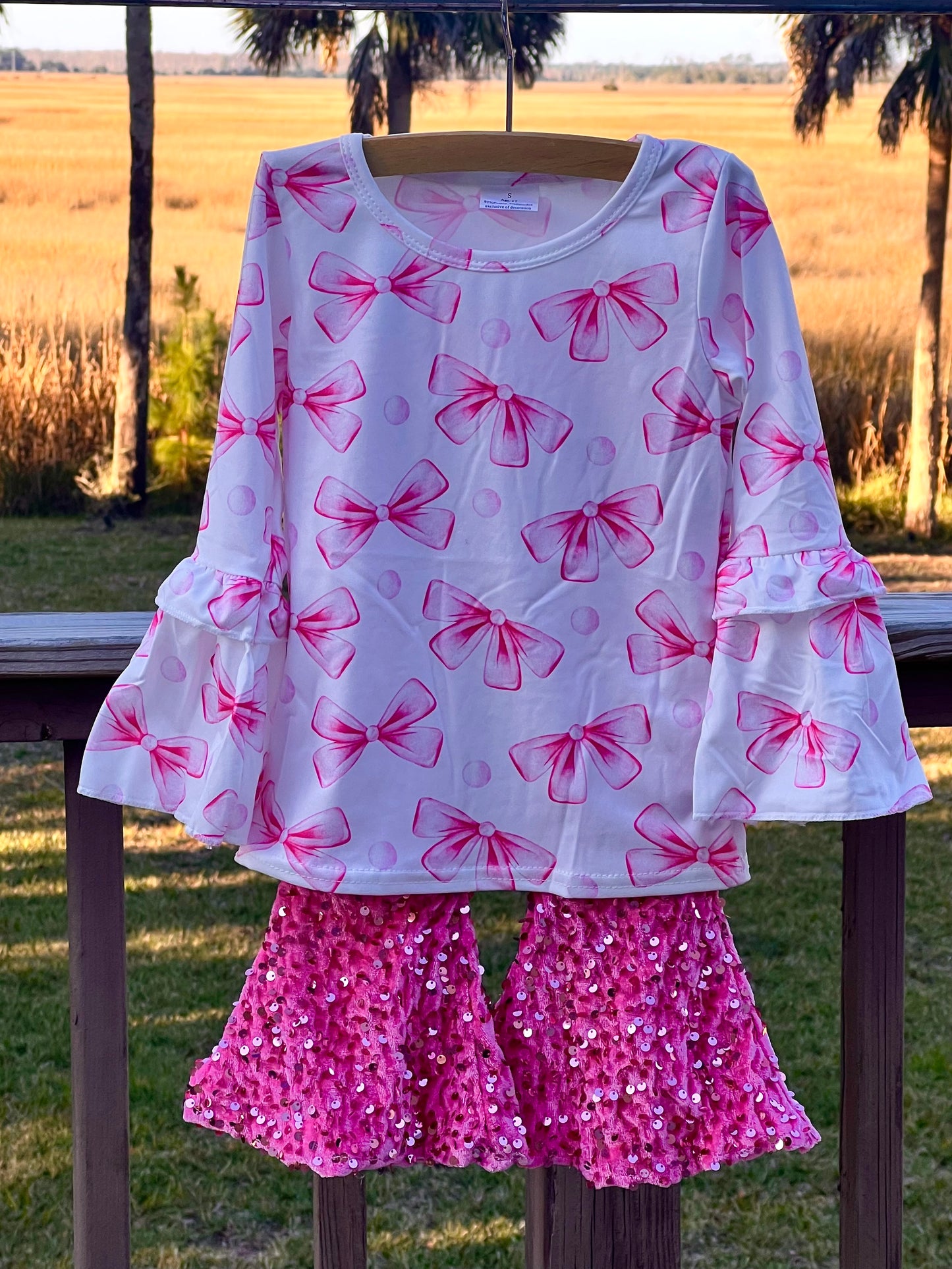 Pink Bow Flare sleeve Shirt
