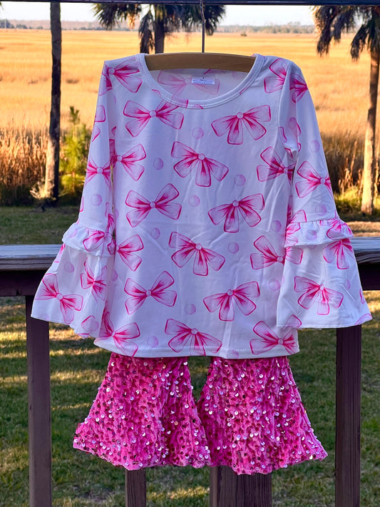 Pink Bow Flare sleeve Shirt