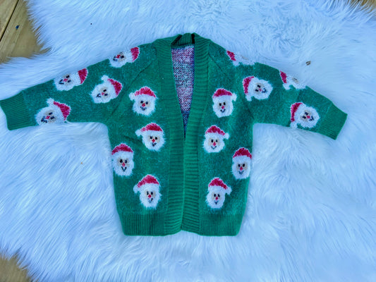 Green Santa Cardigan Sweater