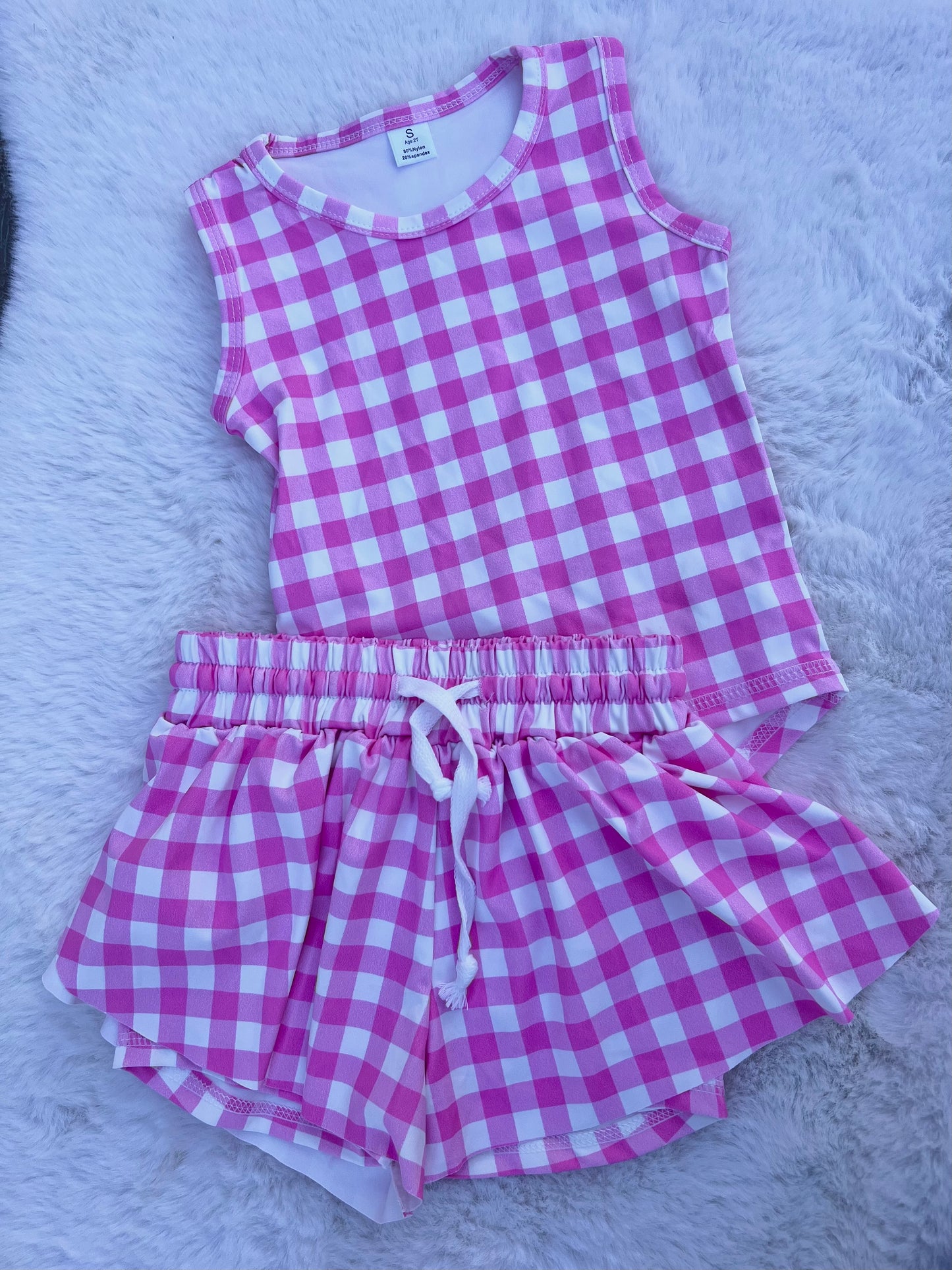 Lu Lucy Pink Gingham Athletic shorts set