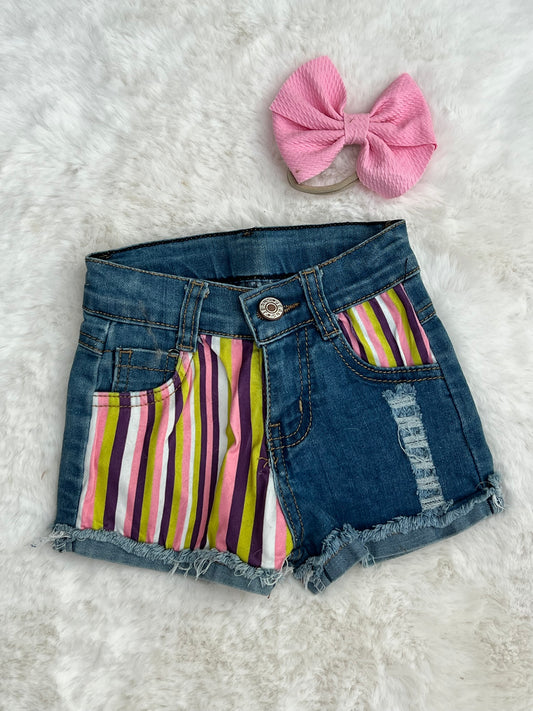 Stripe Jean Shorts