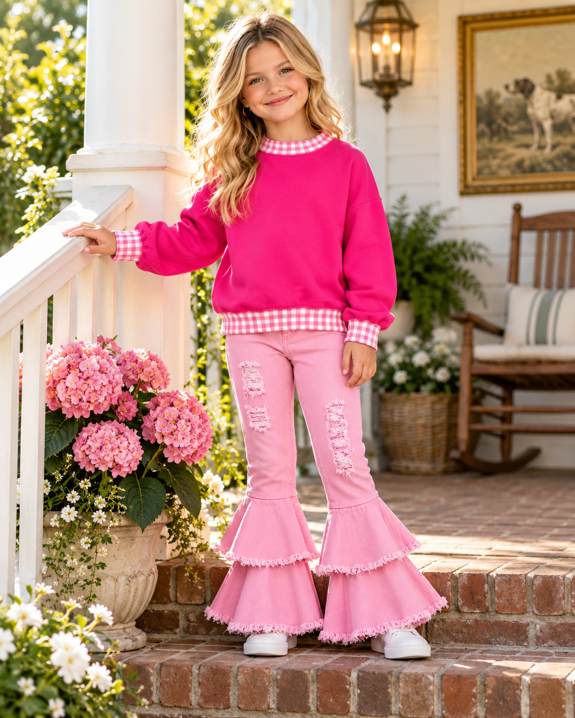 Hot Pink Gingham Sweater