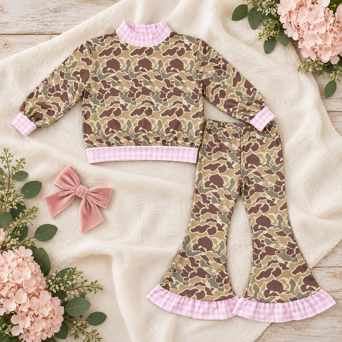Camo and Pink Gingham Rendy Set