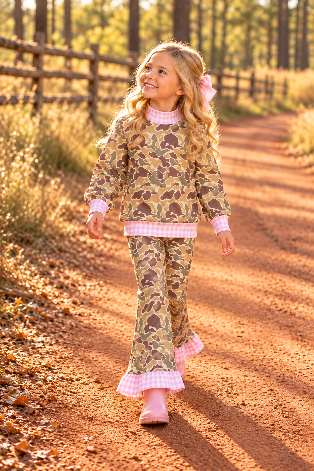Camo and Pink Gingham Rendy Set