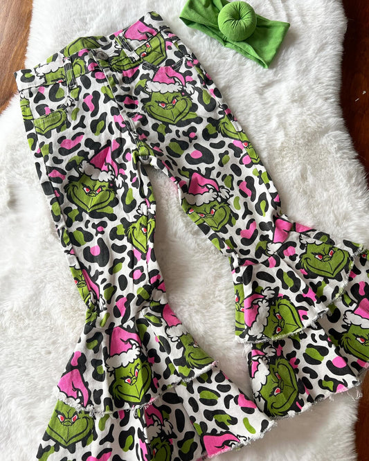 Mean Green Pastel double ruffle Jean