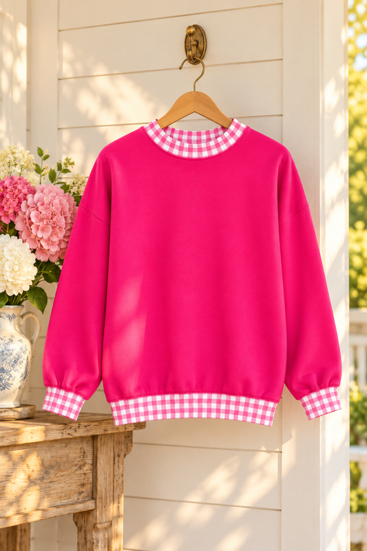 Hot Pink Gingham Sweater
