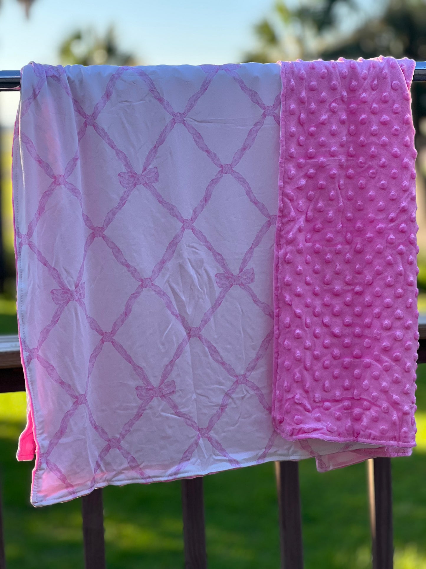 Pink Bow Minky Blanket