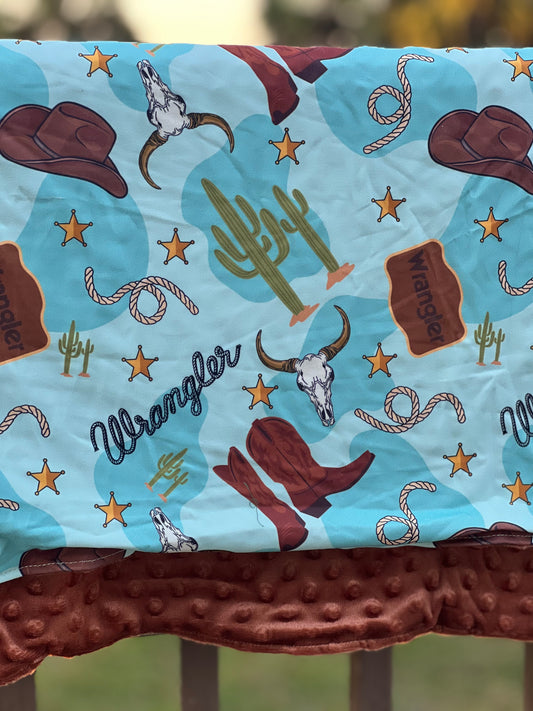 Cowboy Wrangler Minky Blanket
