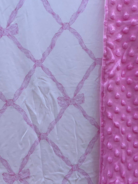 Pink Bow Minky Blanket