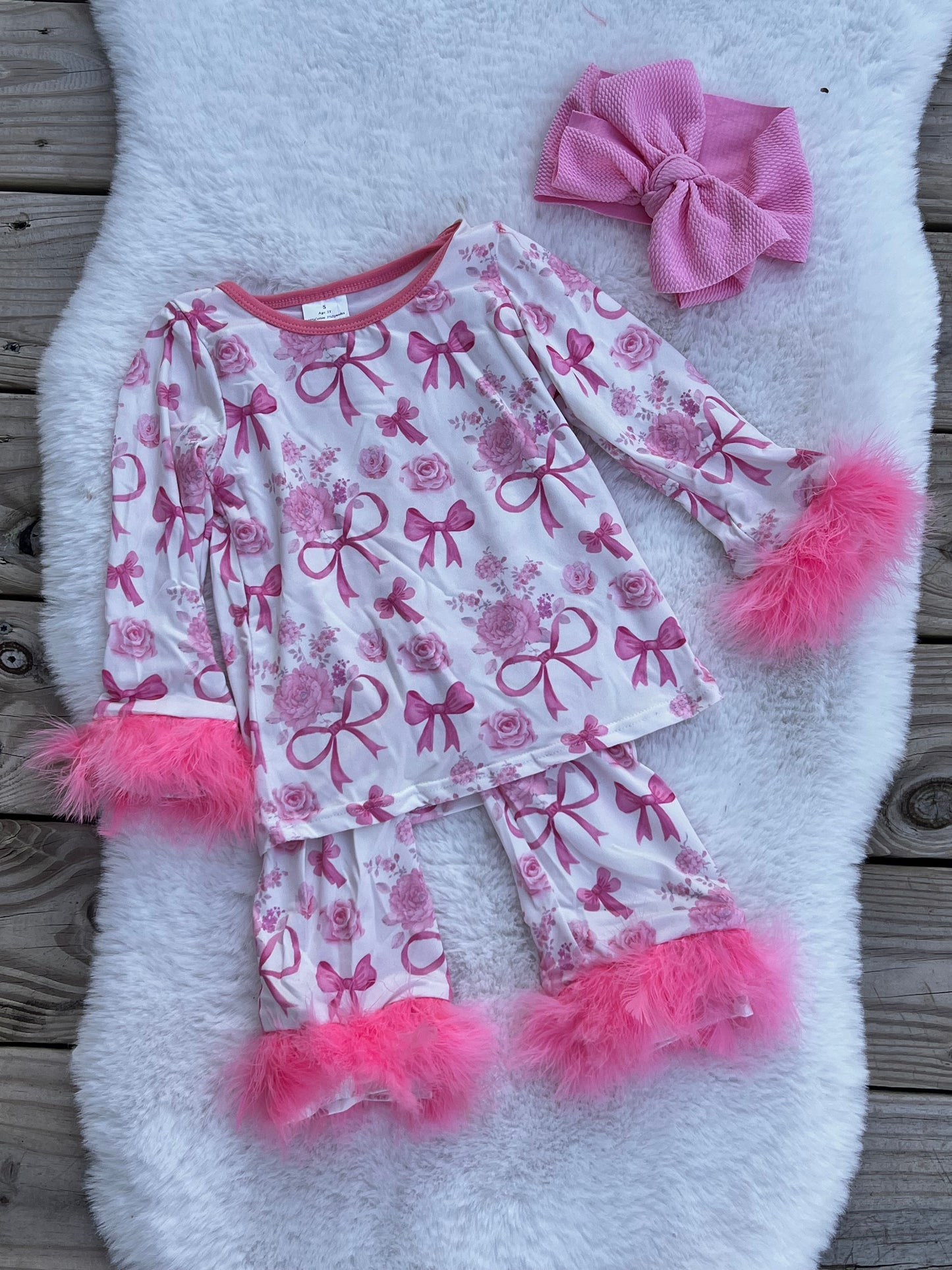 Pink Floral Bow Fur