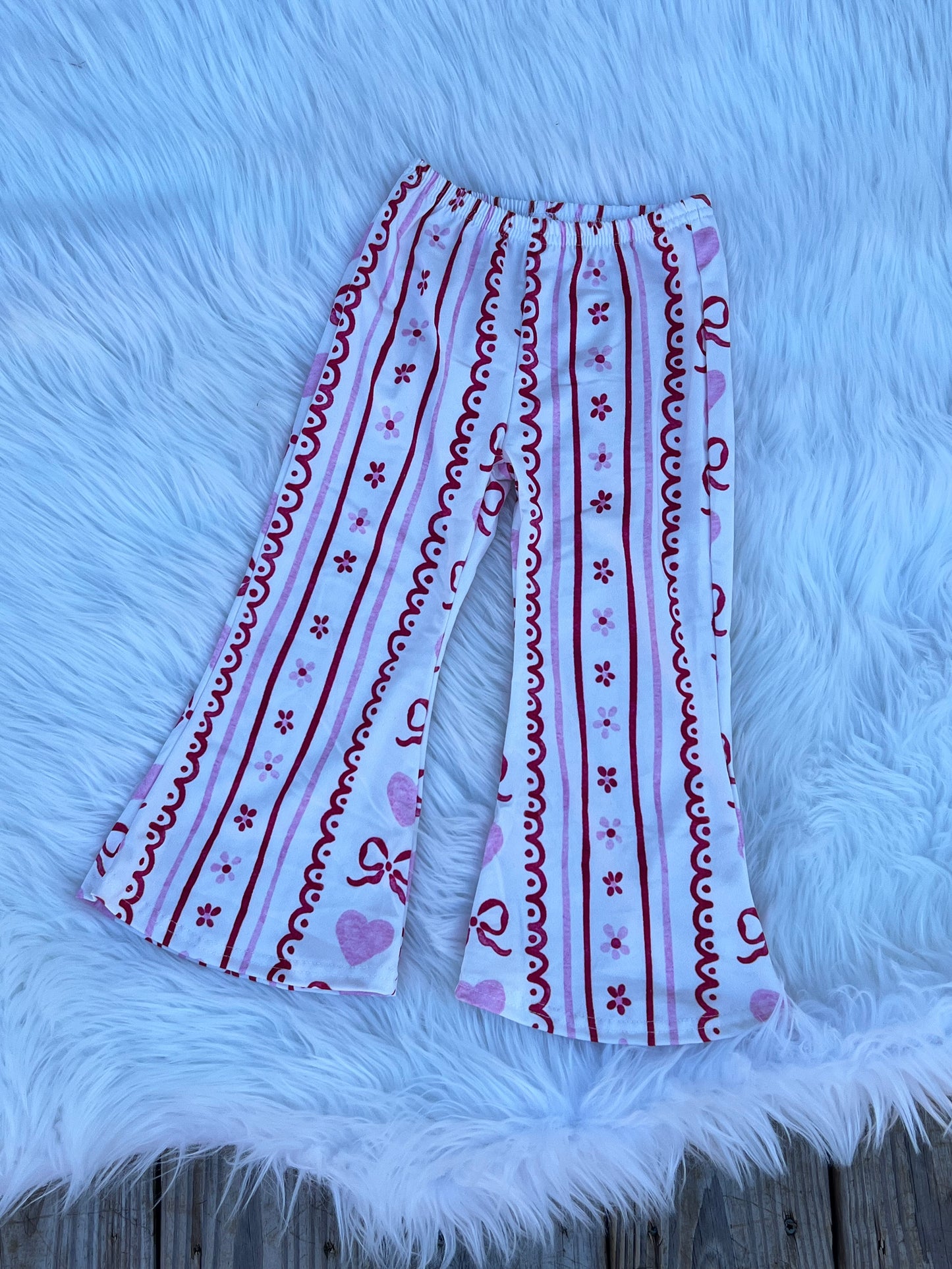 Bow and heart flare pants