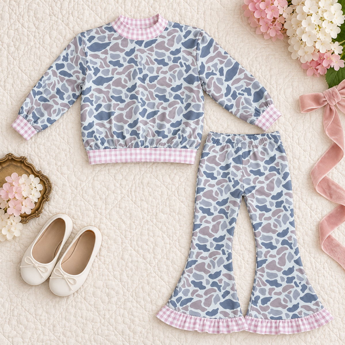Mossy and Pink Gingham Mindy Set