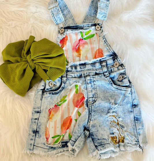 Peach short overalls
