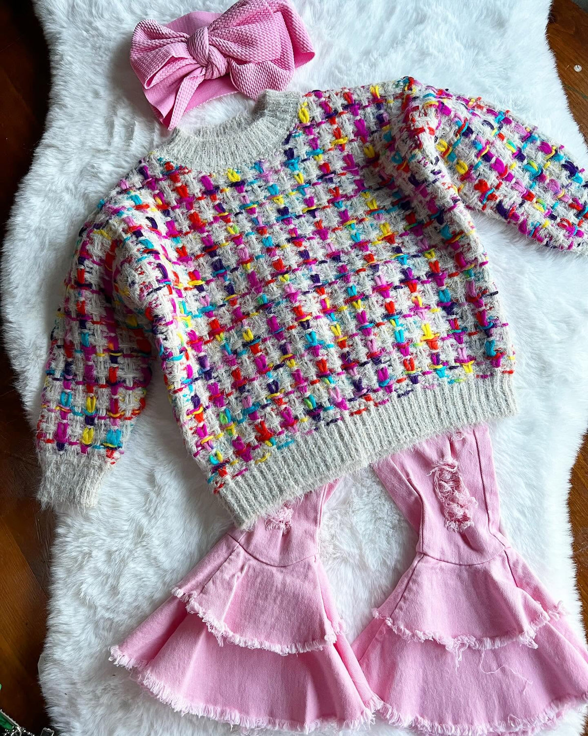 Pink Double Ruffle Distressed